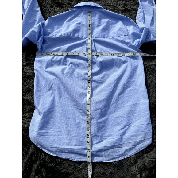 HM Shirt 6 Blue Striped Button Up Collared Beaded Long Sleeve Adult Womens - Picture 9 of 11